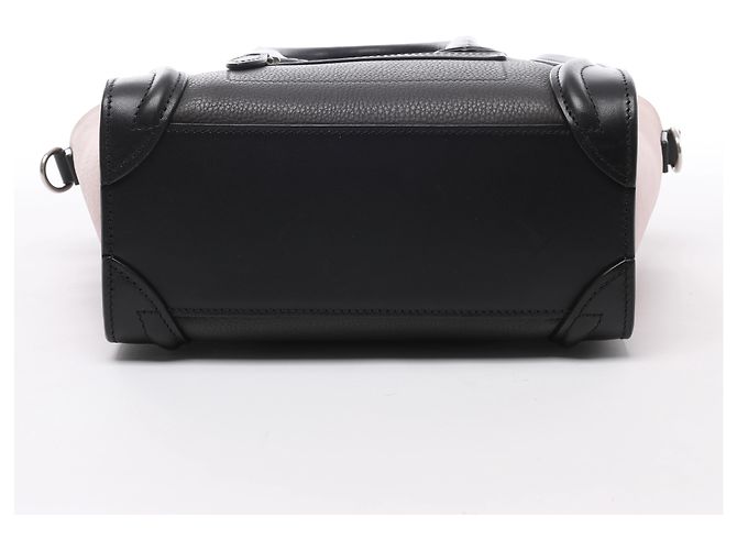 Céline Borsa Celine Luggage Nano in pelle e camoscio Nero x Rosa - vista 6