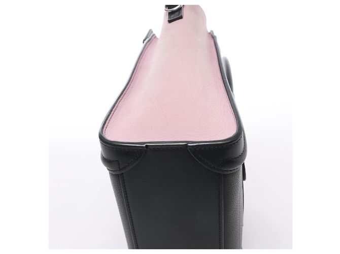 Céline Borsa Celine Luggage Nano in pelle e camoscio Nero x Rosa - vista 7