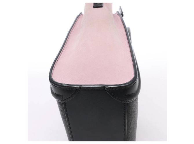 Céline Borsa Celine Luggage Nano in pelle e camoscio Nero x Rosa - vista 8