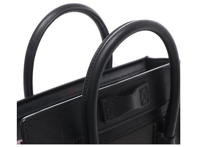 Céline Borsa Celine Luggage Nano in pelle e camoscio Nero x Rosa - vista 9