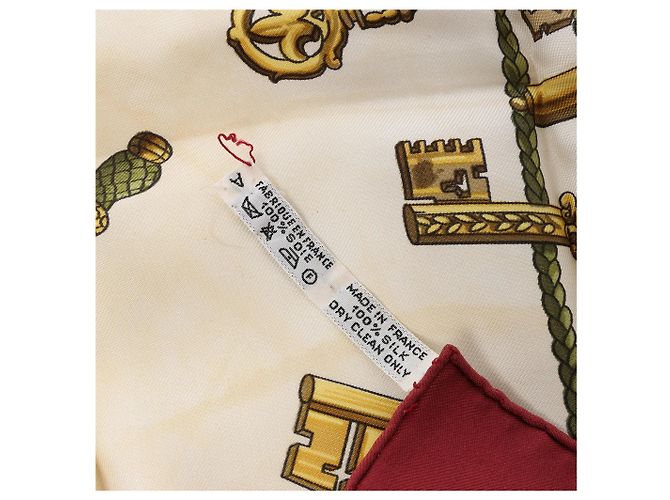 Hermès Carré 90 "LES CLES" Seidentuch Burgundy Gelb - Ansicht 3