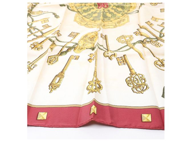 Hermès Carré 90 "LES CLES" Seidentuch Burgundy Gelb - Ansicht 6