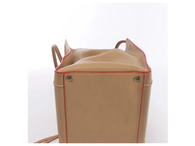 Céline Borsa a mano Celine Luggage Phantom in pelle Beige x Red - vista 10