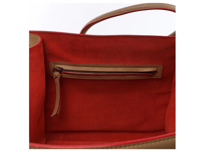 Céline Borsa a mano Celine Luggage Phantom in pelle Beige x Red - vista 12
