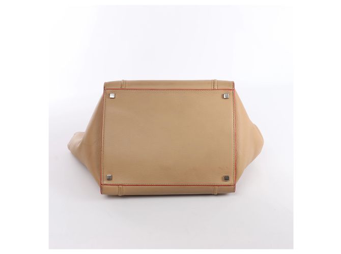 Céline Borsa a mano Celine Luggage Phantom in pelle Beige x Red - vista 8