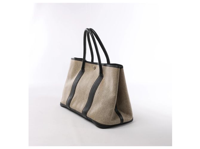 Borsa Hermès Garden Party 36 PM Toile Ash Buffle in Beige×Brown - vista 3