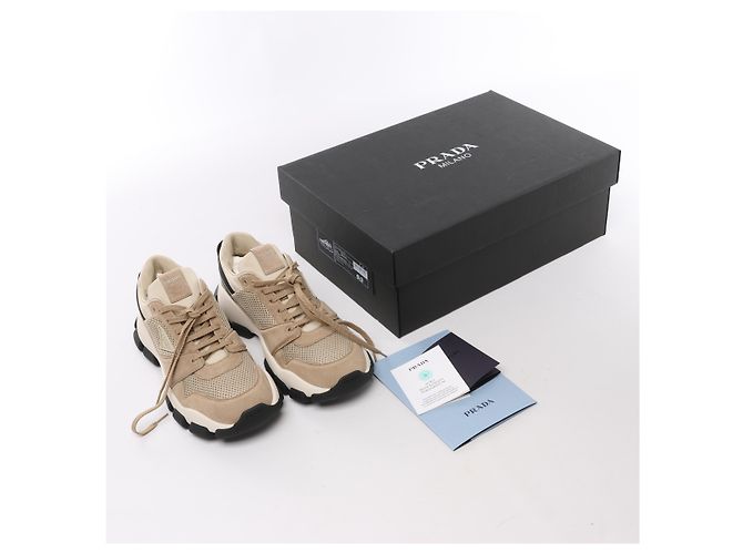 Baskets PRADA en mesh x daim beige, taille EU 40 - vue 10
