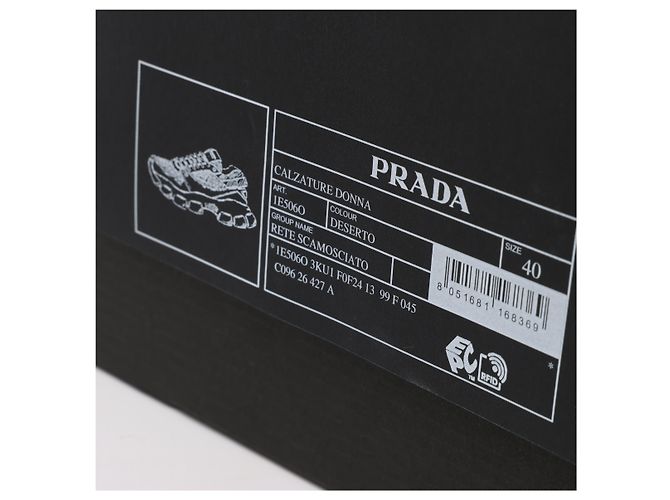 Baskets PRADA en mesh x daim beige, taille EU 40 - vue 12