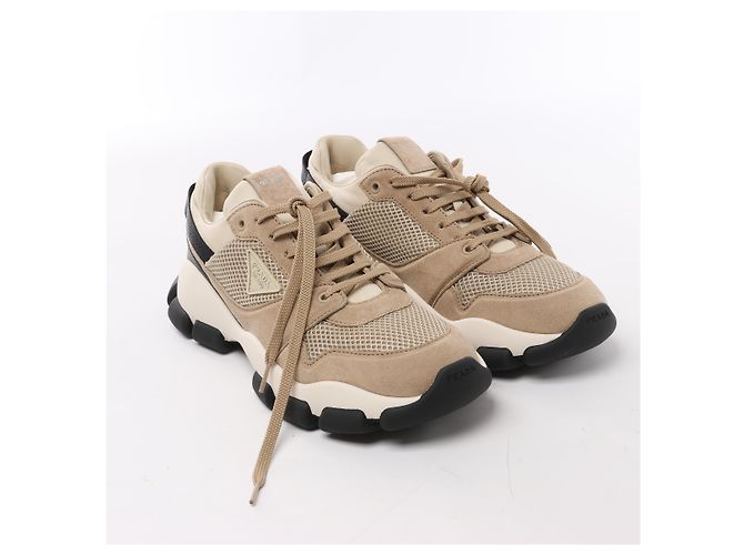 Baskets PRADA en mesh x daim beige, taille EU 40 - vue 2