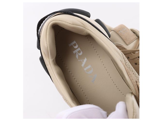 Baskets PRADA en mesh x daim beige, taille EU 40 - vue 6