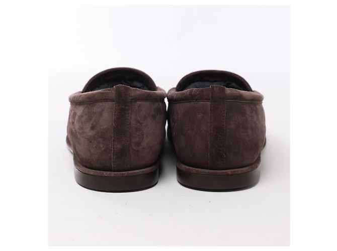 Mocassini Chanel CC logo in camoscio x shearling marroni, taglia 40.5 EU Marrone - vista 11