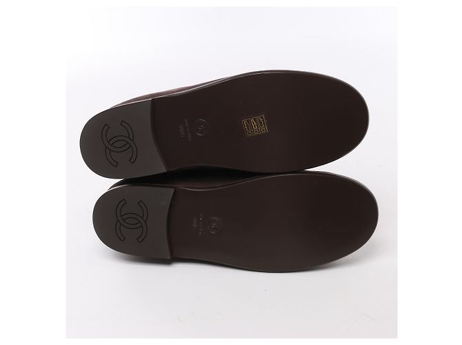 Mocassini Chanel CC logo in camoscio x shearling marroni, taglia 40.5 EU Marrone - vista 5