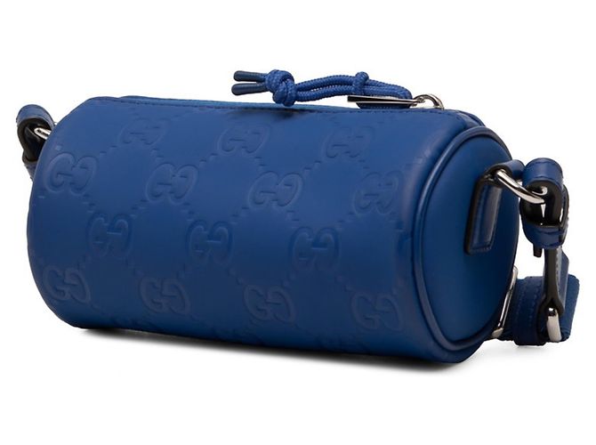 Borsa a tracolla Gucci GG effetto gomma Blu - vista 2