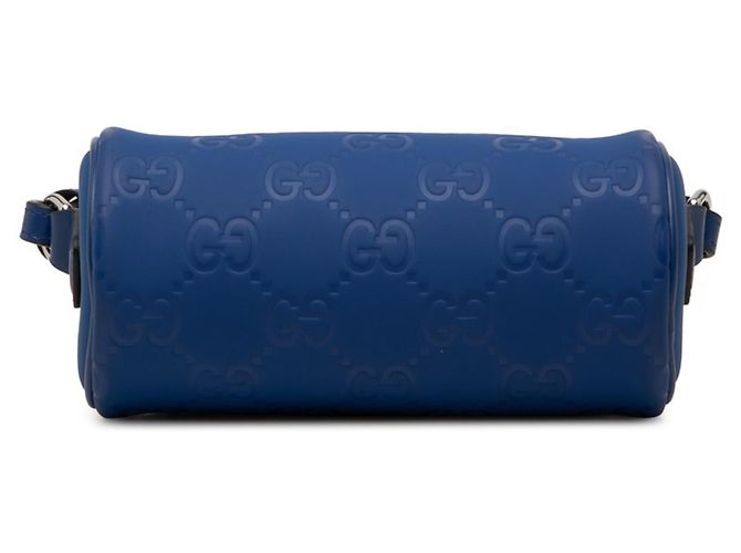 Borsa a tracolla Gucci GG effetto gomma Blu - vista 3