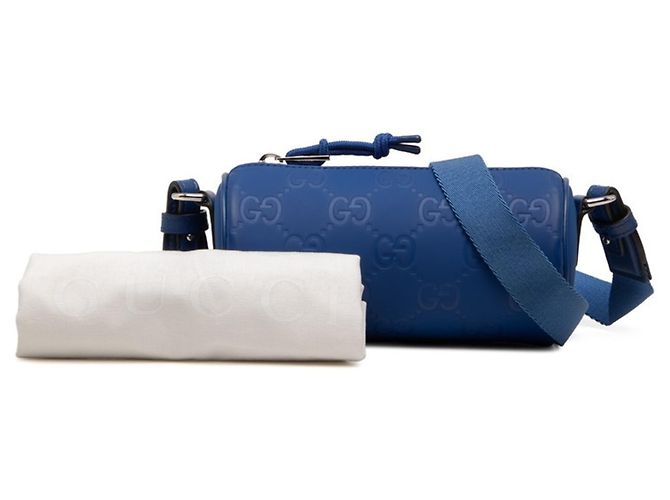 Borsa a tracolla Gucci GG effetto gomma Blu - vista 7