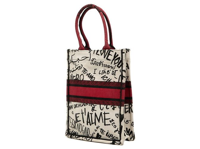 Borsa Christian Dior Dior Book Tote Vertical Nero Bianco Rosso - vista 2