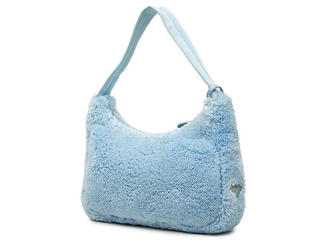 Borsa monospalla Re-Edition 2000 in spugna con placca logo Triangle Prada Blu - vista 2