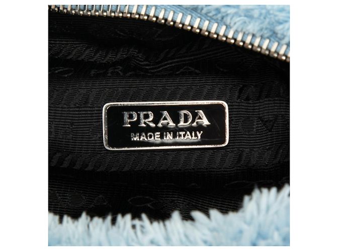 Borsa monospalla Re-Edition 2000 in spugna con placca logo Triangle Prada Blu - vista 5