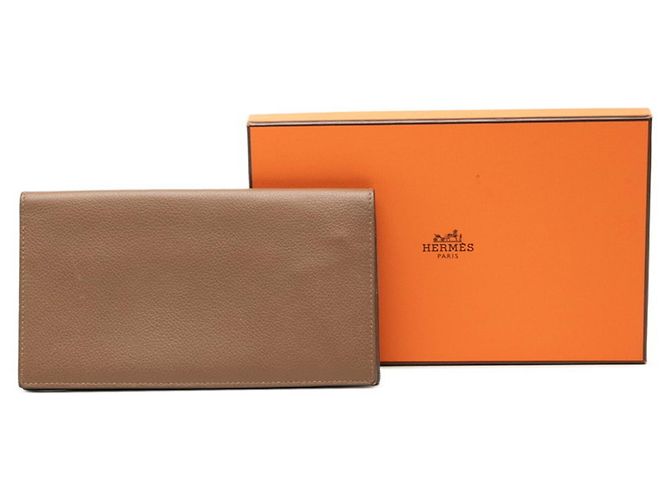 Hermès Portafoglio lungo Hermes Citizen Twill in pelle Swift marrone - vista 8