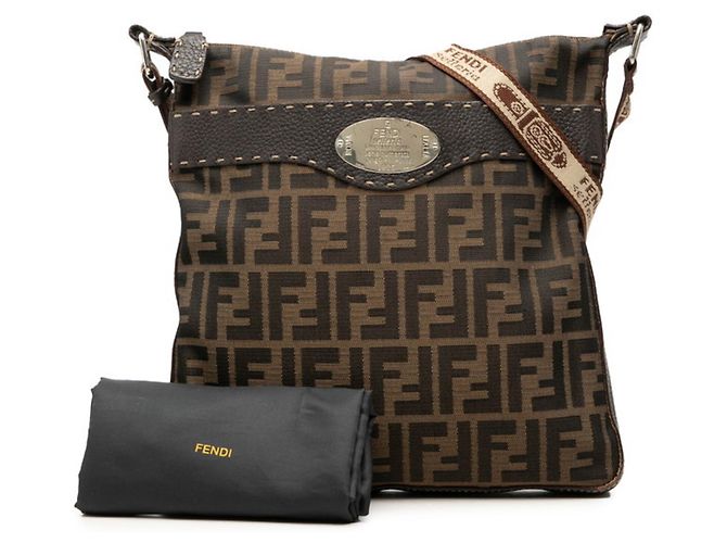 Borsa a tracolla Fendi Zucca Selleria Marrone - vista 8