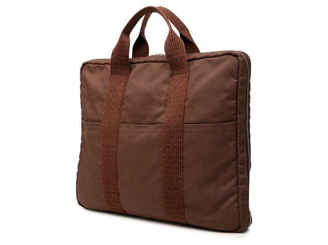 Hermès Borsetta Hermes Herline in tela marrone - vista 2