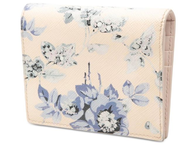 Saffiano Cartera bi-fold Prada con placa de logo triangular y estampado floral Rosa Azul - vista 2