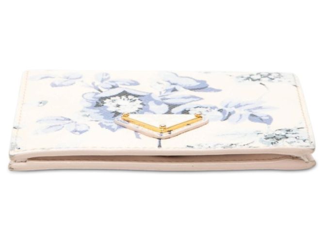 Saffiano Cartera bi-fold Prada con placa de logo triangular y estampado floral Rosa Azul - vista 3