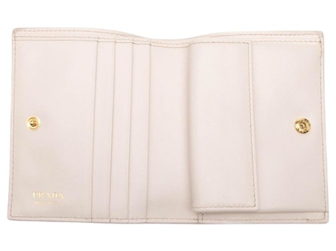 Saffiano Cartera bi-fold Prada con placa de logo triangular y estampado floral Rosa Azul - vista 4