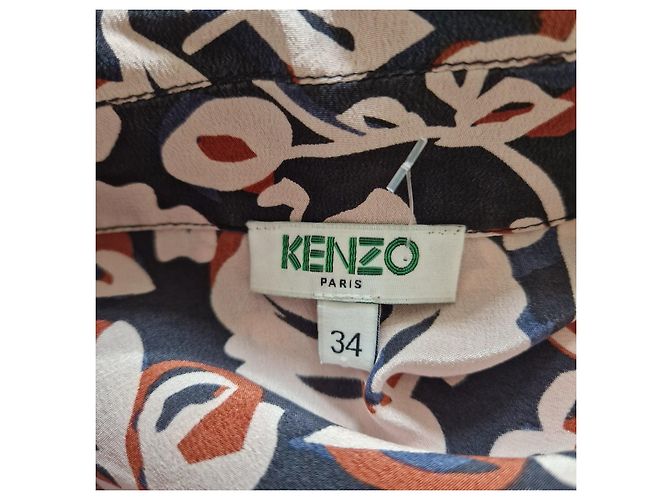 Kenzo Paris Camisa de seda con estampado floral Negro Rosa - vista 7