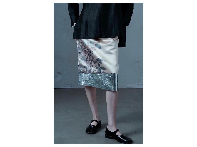 Dries Van Noten Midirock mit Blumenprint und Metallic-Saum Beige Metallisch - Ansicht 12