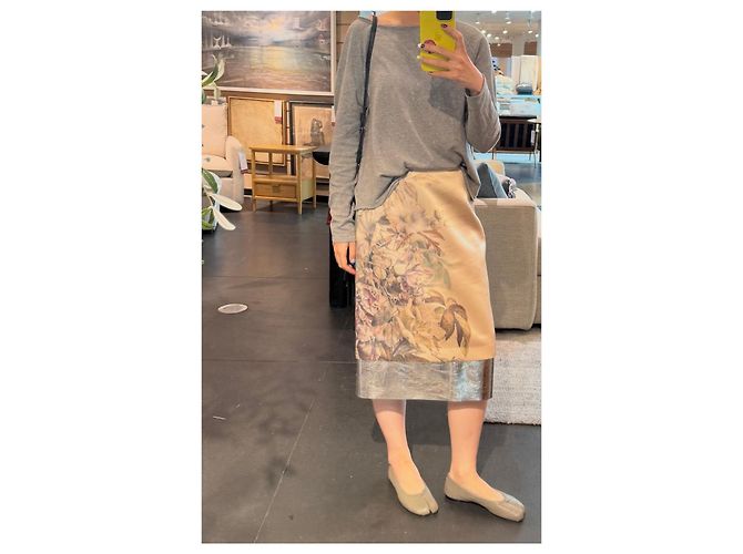Dries Van Noten Midirock mit Blumenprint und Metallic-Saum Beige Metallisch - Ansicht 13