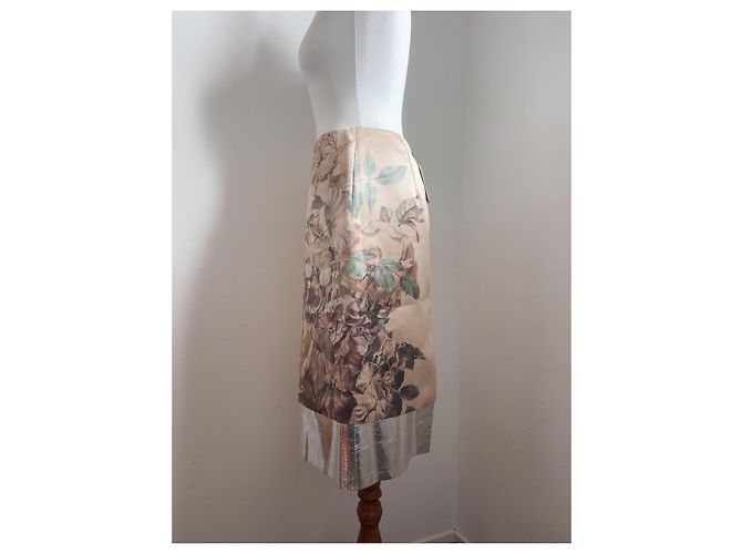 Dries Van Noten Midirock mit Blumenprint und Metallic-Saum Beige Metallisch - Ansicht 3
