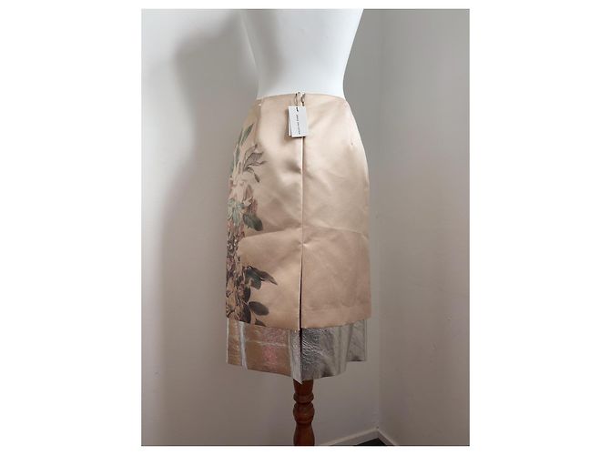 Dries Van Noten Midirock mit Blumenprint und Metallic-Saum Beige Metallisch - Ansicht 4