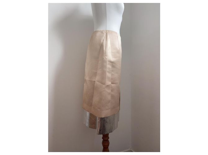 Dries Van Noten Midirock mit Blumenprint und Metallic-Saum Beige Metallisch - Ansicht 5