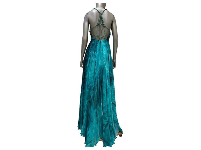 Zuhair Murad Seiden-Maxi-Abendkleid Smaragdgrün IT 42 Gebraucht - Ansicht 3