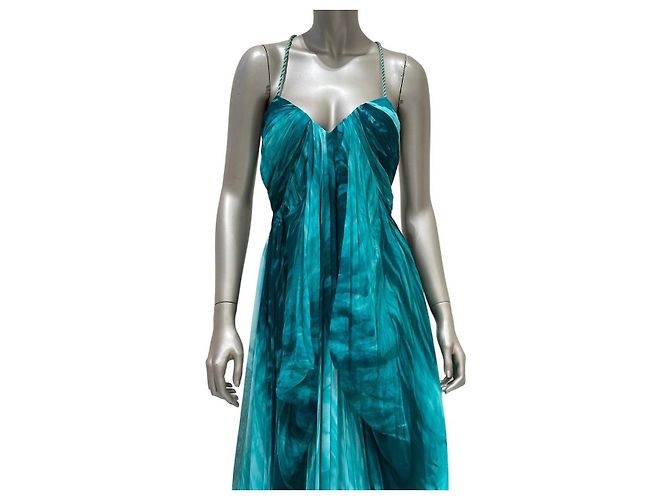 Zuhair Murad Seiden-Maxi-Abendkleid Smaragdgrün IT 42 Gebraucht - Ansicht 5
