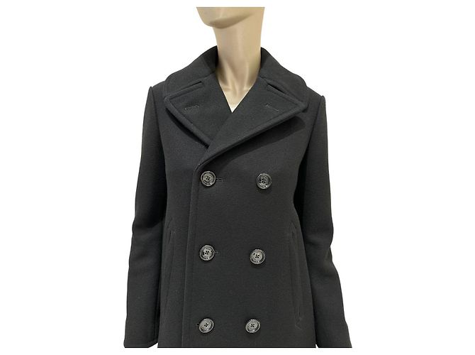 Céline Celine Black Double-Breasted Wool Coat, Size 38  Pre-owned - view 2