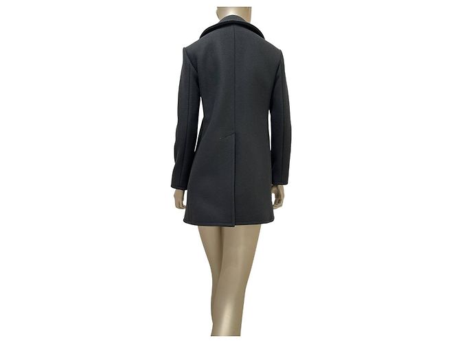 Céline Celine Black Double-Breasted Wool Coat, Size 38  Pre-owned - view 3