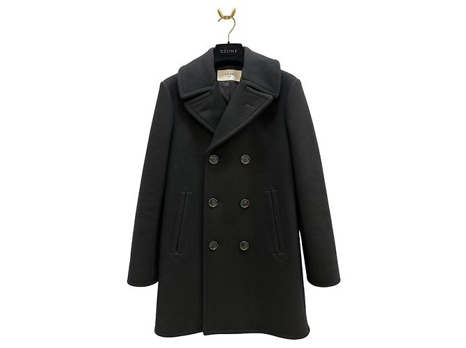Céline Celine Black Double-Breasted Wool Coat, Size 38  Pre-owned - view 4
