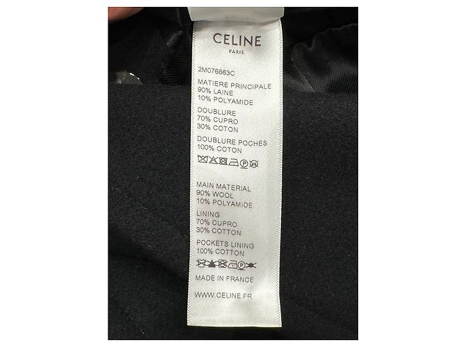 Céline Celine Black Double-Breasted Wool Coat, Size 38  Pre-owned - view 5
