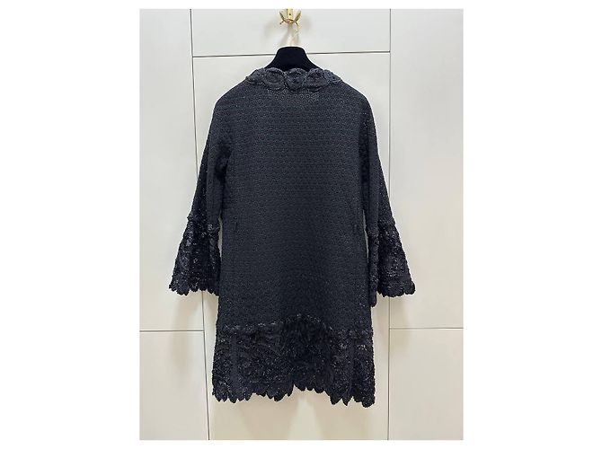 Ermanno Scervino schwarze bestickte Spitzenjacke mit Blumenmuster Sz.38 gebraucht - Ansicht 2