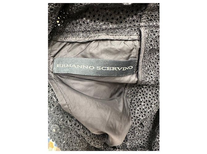 Ermanno Scervino schwarze bestickte Spitzenjacke mit Blumenmuster Sz.38 gebraucht - Ansicht 3