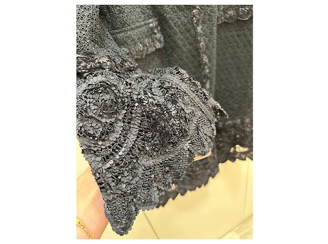 Ermanno Scervino schwarze bestickte Spitzenjacke mit Blumenmuster Sz.38 gebraucht - Ansicht 4