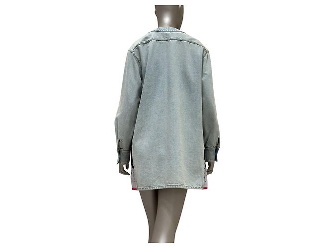 Giacca sovracamicia in denim azzurro CHANEL 21С, FR 40 usata - vista 2