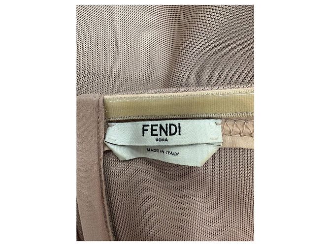 Fendi 2018 Beige Off-Shoulder Midi Kleid Sz.42 Gebraucht - Ansicht 7