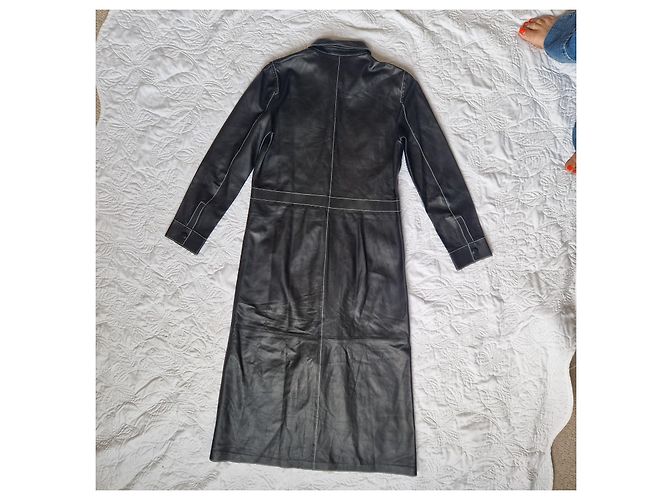 Autre Marque Stand Studio Alte Midi-Kleid aus schwarzem Leder - Ansicht 5