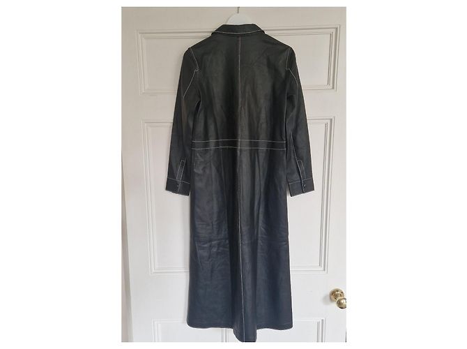 Autre Marque Stand Studio Alte Midi-Kleid aus schwarzem Leder - Ansicht 7