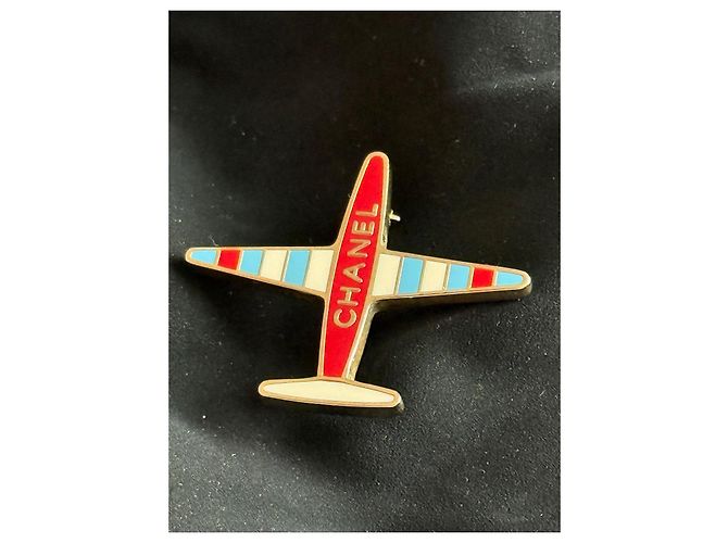 Spilla aereo smaltata Chanel Bianco Rosso Blu D'oro - vista 3