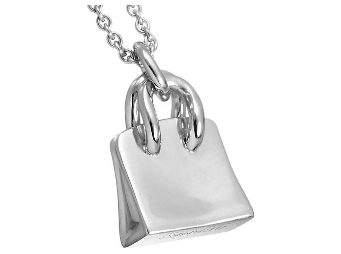 Hermès Collier Hermes Amulette Birkin Diamants en Or Blanc 18K - vue 4