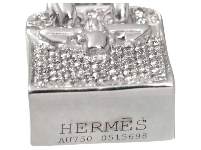 Hermès Collier Hermes Amulette Birkin Diamants en Or Blanc 18K - vue 5